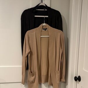 Voianlimo Women's Charcoal Black and Tan Cardigan Sweaters Set Of 2 Size Small